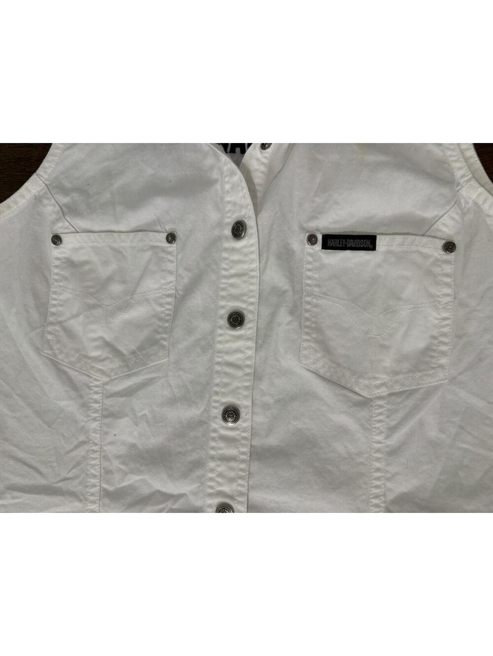Harley-Davidson Women’s M Sleeveless Vest Top Snap Buttons Embroidered - Picture 6 of 9